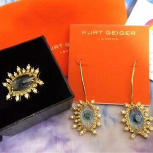 Kurt Geiger evil eye cocktail ring and earrings NWT